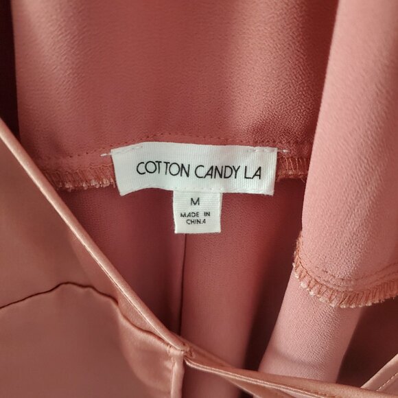 Women's Size Medium Pink / Mauve Satin Wrap Maxi Dress By Cotton Candy LA - Picture 2 of 7